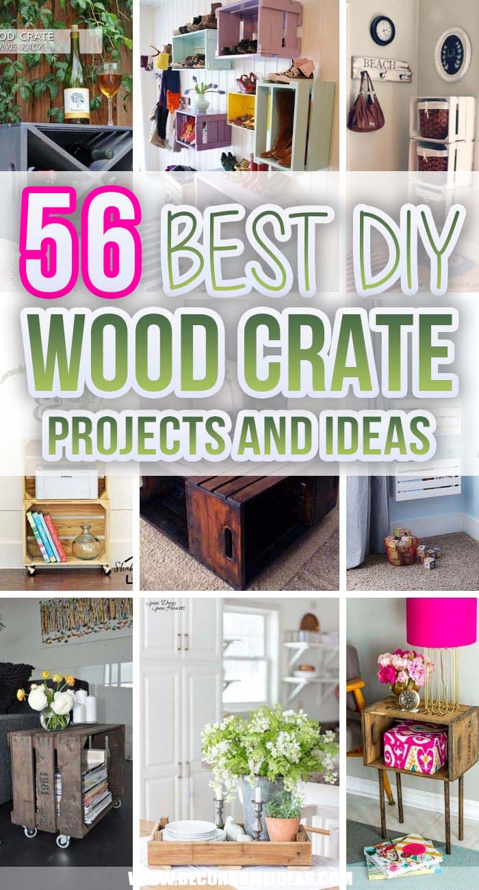 Best DIY Wood Crate Projects And Ideas. New or old, wooden crates are great for DIY lovers! There are many options on what you can use with them, from storage ideas to coffee tables, side tables, flower planters, balcony wooden benches, etc. #decorhomeideas