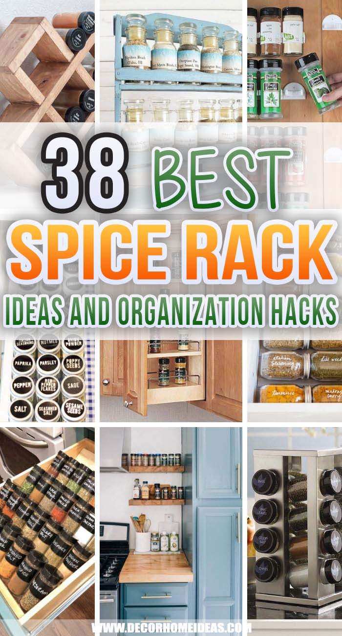 Best Spice Rack Ideas. Try these DIY spice rack ideas for organizing spices in your kitchen. Tame your collection of seasonings with these genius spice organizers that fit drawers, cabinets, and countertops. #decorhomeideas