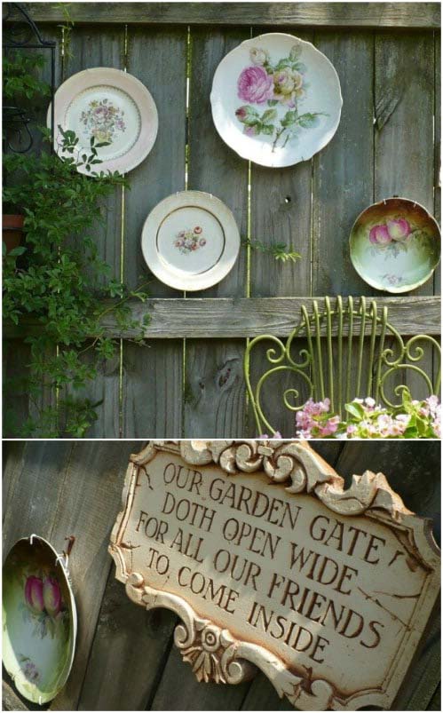 Repurposed Plate Fence Dеcor #gardenfencedecoration #decorhomeideas