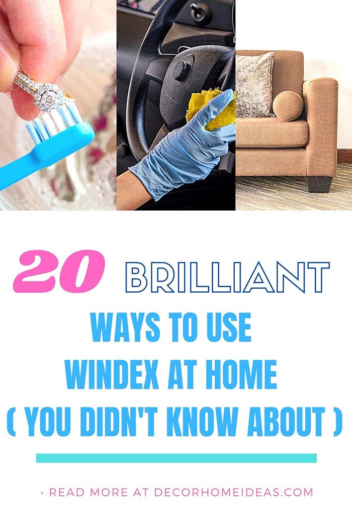 Ways To Use Windex At Home. You already know Windex is great for cleaning windows, now learn the 20 other ways you can use the blue spray cleaner around the house. #decorhomeideas