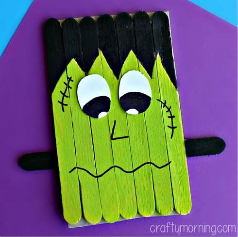 35. Popsicle Stick Frankenstein #halloween #crafts #kids #decorhomeideas