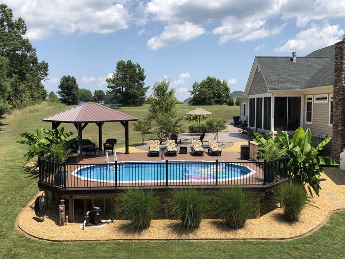 Extend The Patio and Add a Gazebo #abovegroundpool #landscapingideas #decorhomeideas