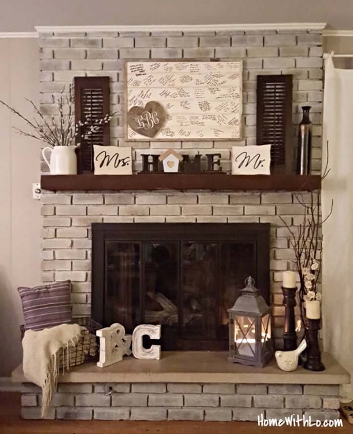 Neutral Theme and Dark Mantle Update Ranch Fireplace #fireplace #design #decorhomeideas