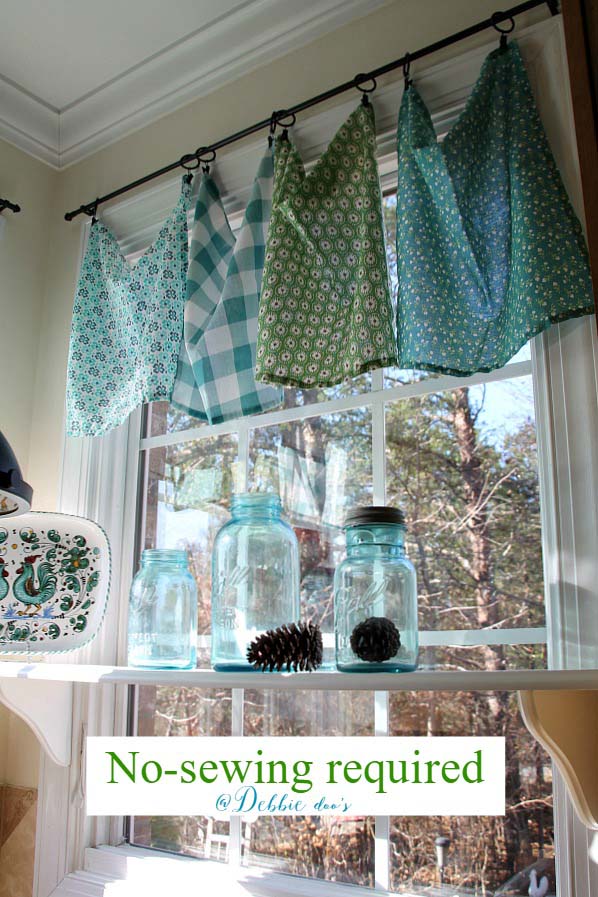 Window Valance With Napkins #decorhomeideas