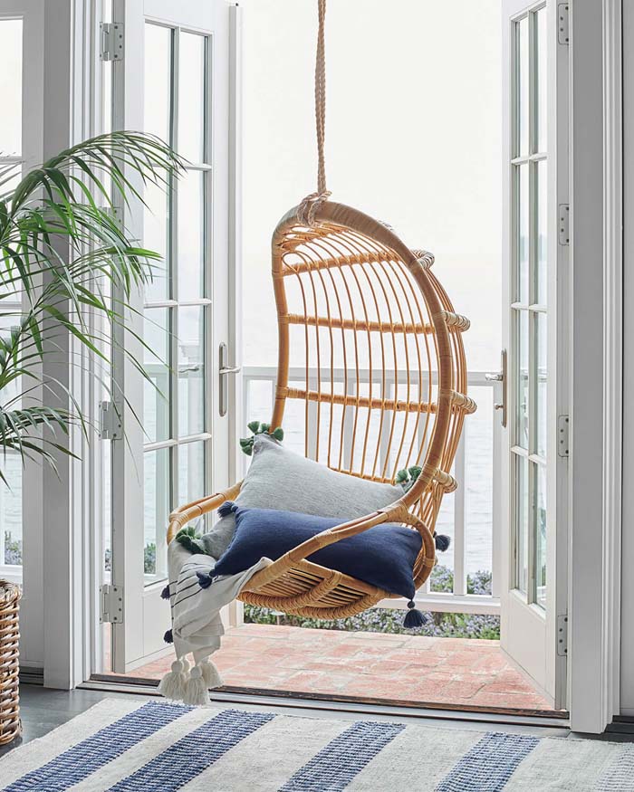 Hanging Wicker Chair To Admire A Great Landscape