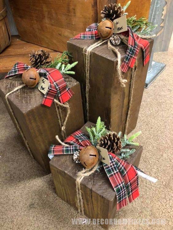 Scrap Wood Christmas Gift Decor #decorhomeideas