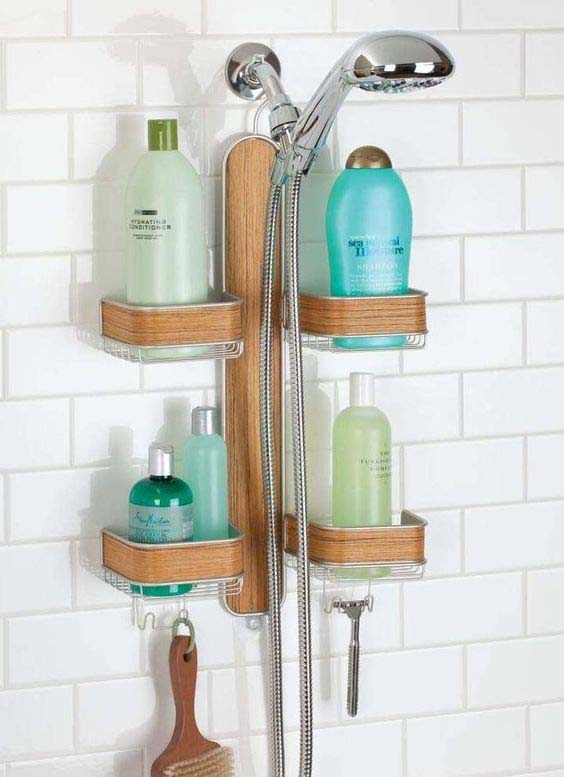 Wood And Metal Shower Caddy