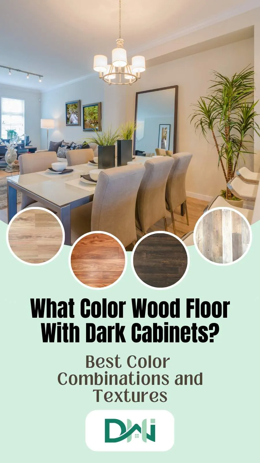 Discover the best color combinations and textures for wood floors when paired with dark cabinets.