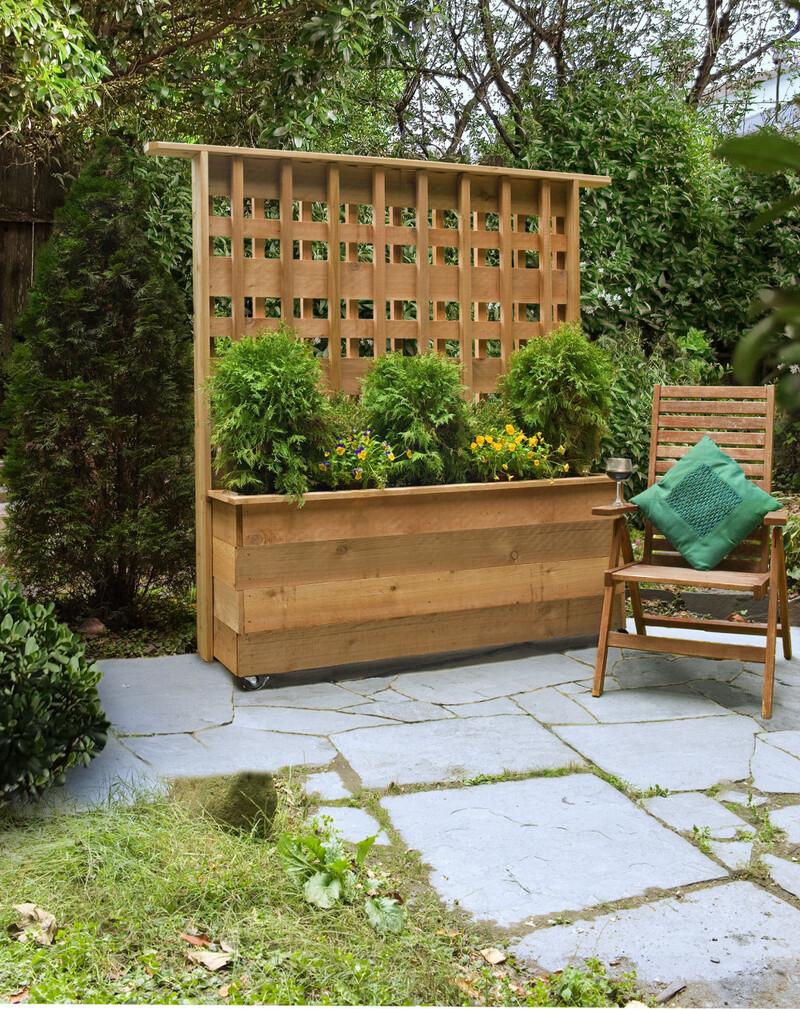 Wood Flower Planter and Matching Trellis
