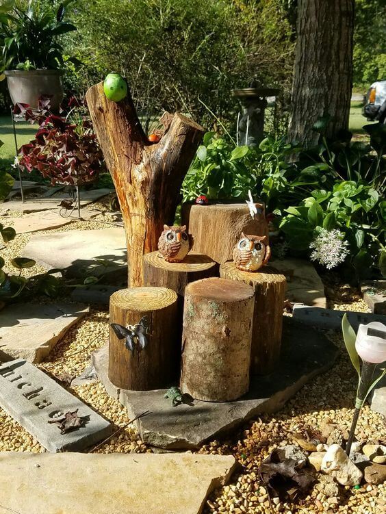 Garden Decoration with Logs