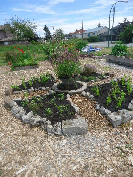 Raised Garden Bed with Rocks