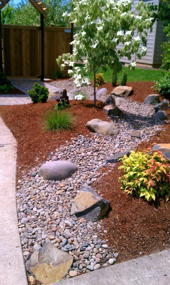 A Dry Creek Bed with Mulch