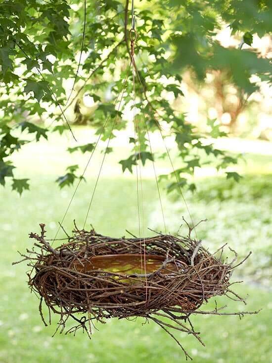 Hanging Twig Birdbath