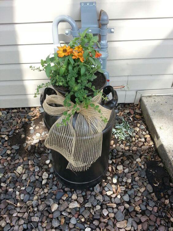 An Outdoor Milk Can Planter
