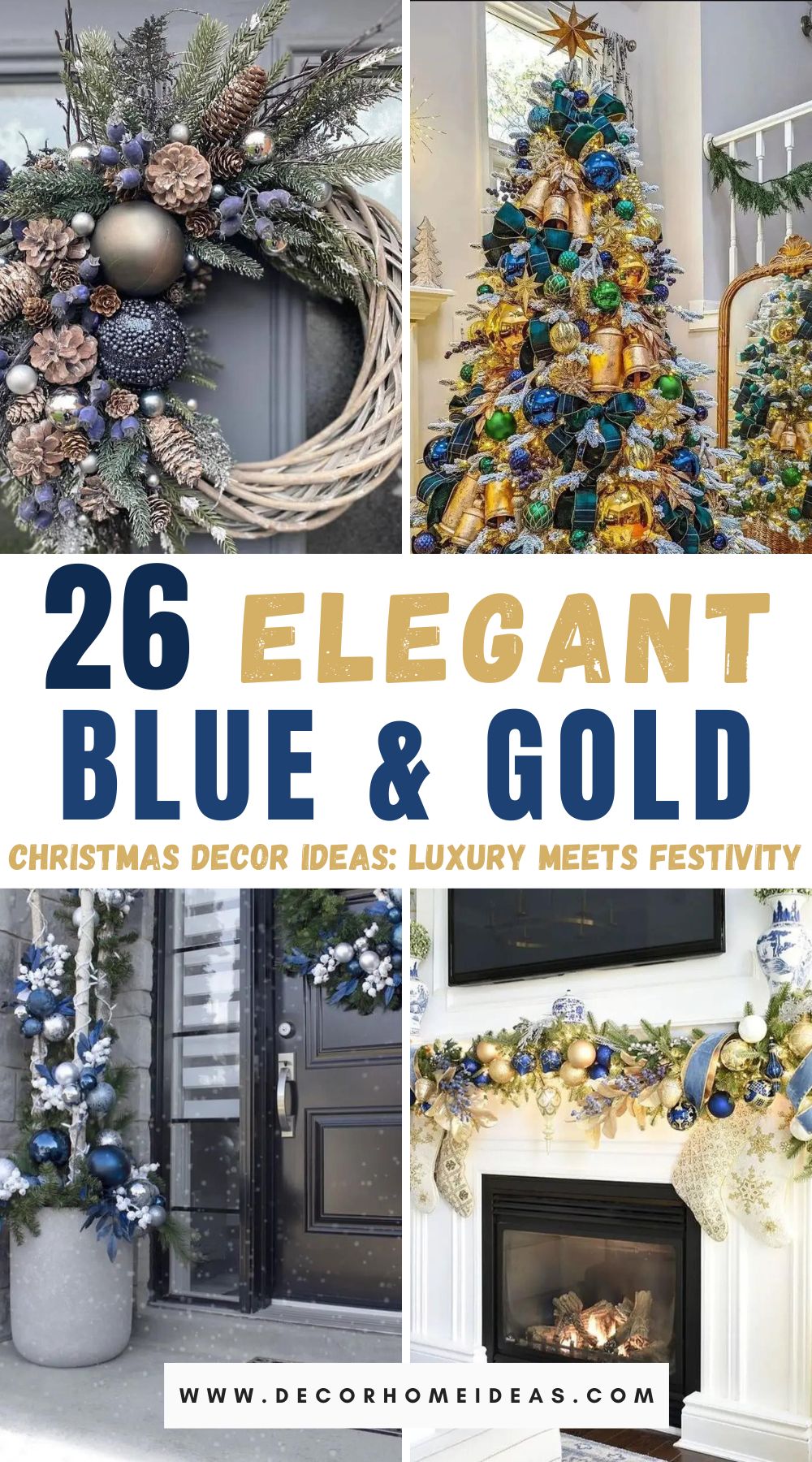 Looking for a blend of luxury and festivity? Explore 25 elegant blue and gold Christmas decor ideas.