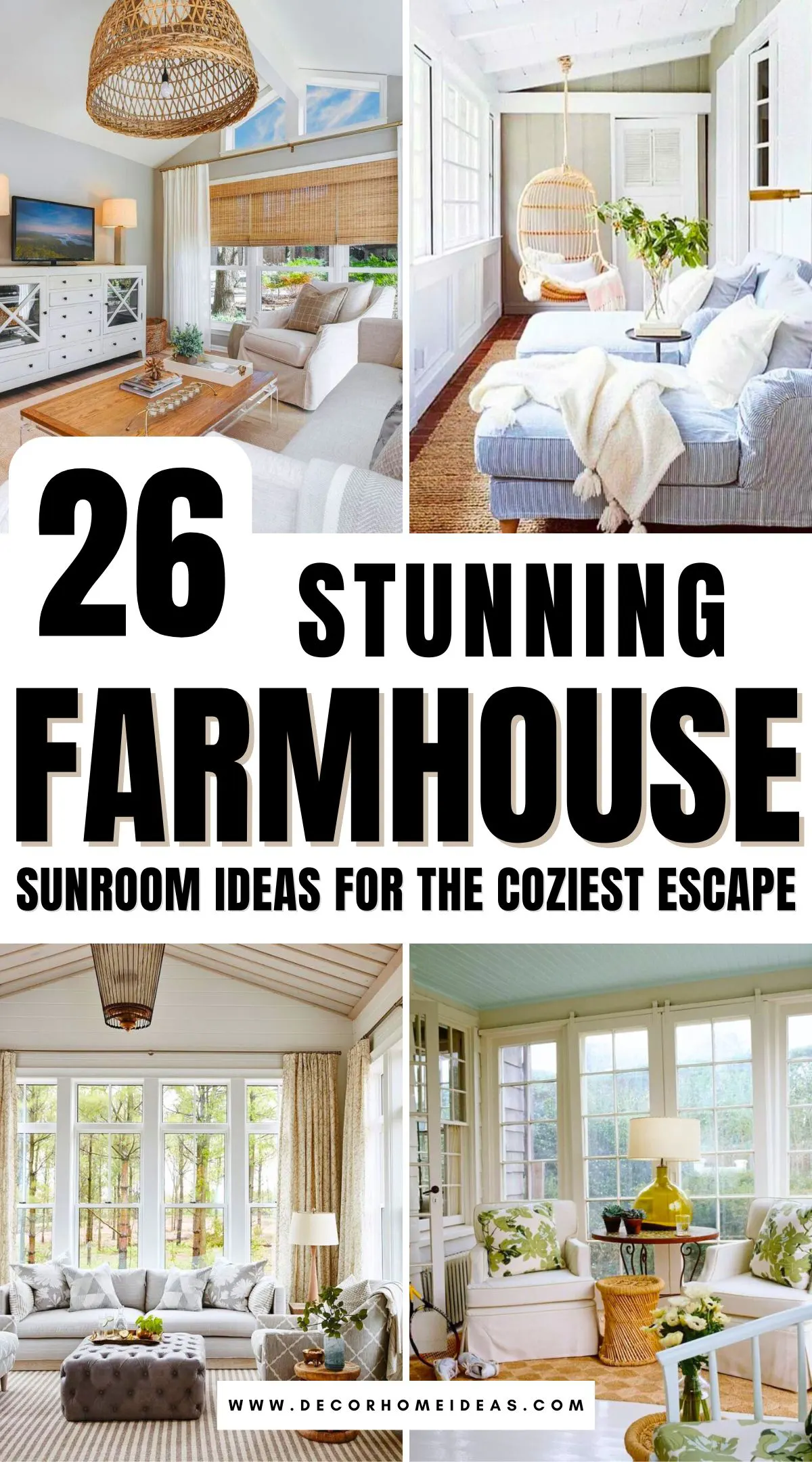 Discover 26 farmhouse sunroom ideas that blend rustic charm with cozy comfort. From vintage accents to shiplap walls and soft textiles, these inspiring designs will help you craft a warm and inviting space you’ll want to relax in year-round. See what makes each one special!