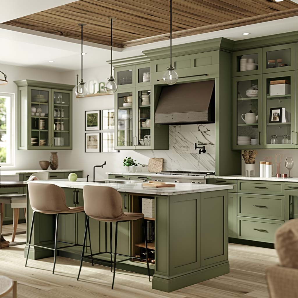 16. Sleek and Functional Sage Green Design