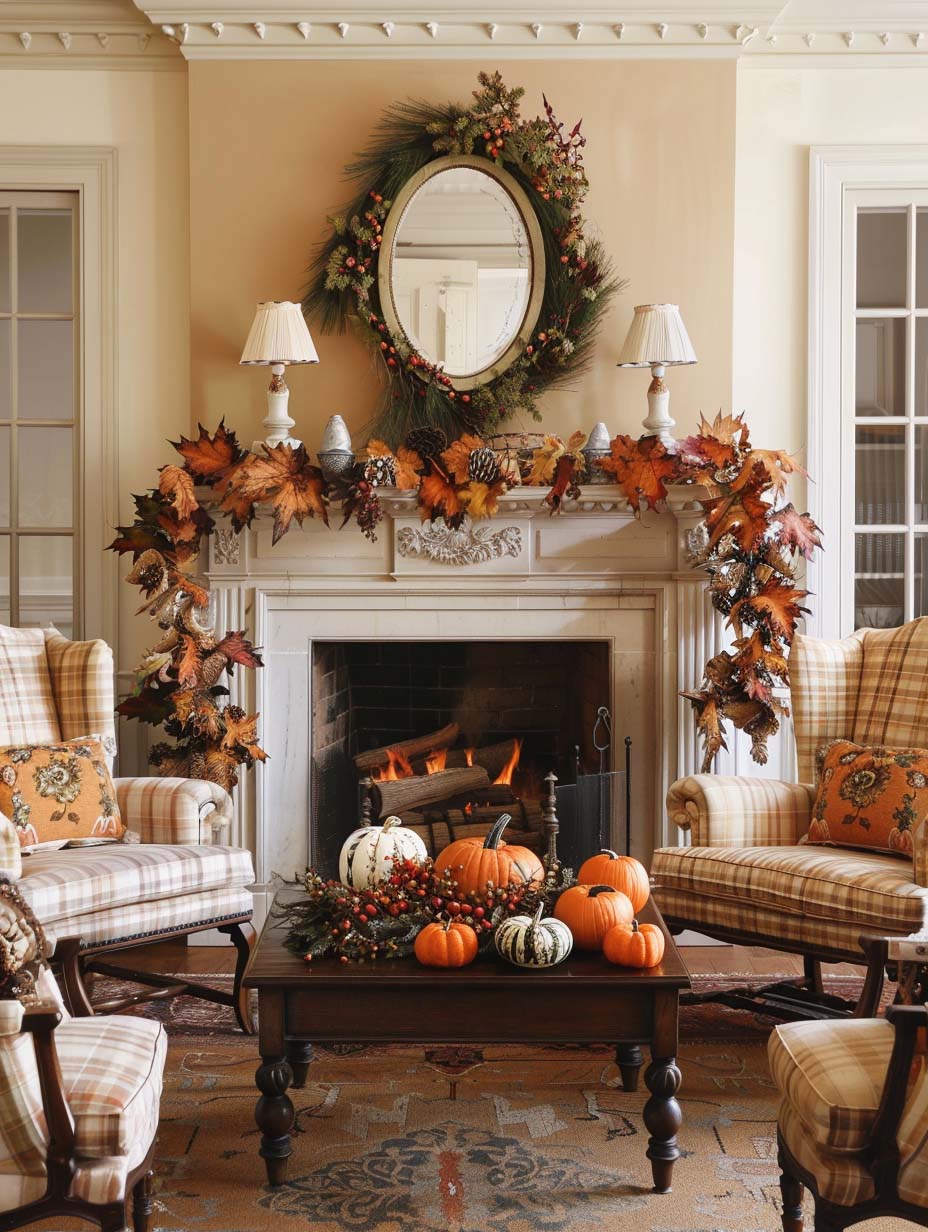 autumn decor ideas mantel 1