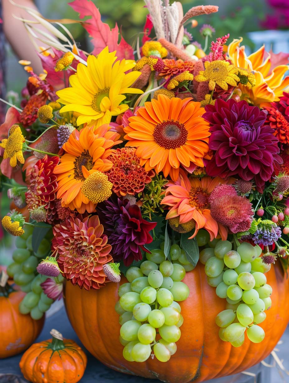 fall pumpkin centerpiece 3