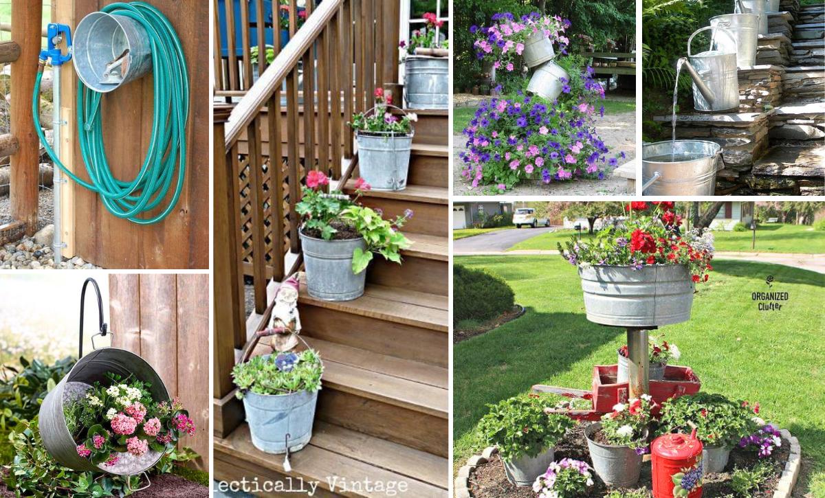 ways to use old buckets in garden