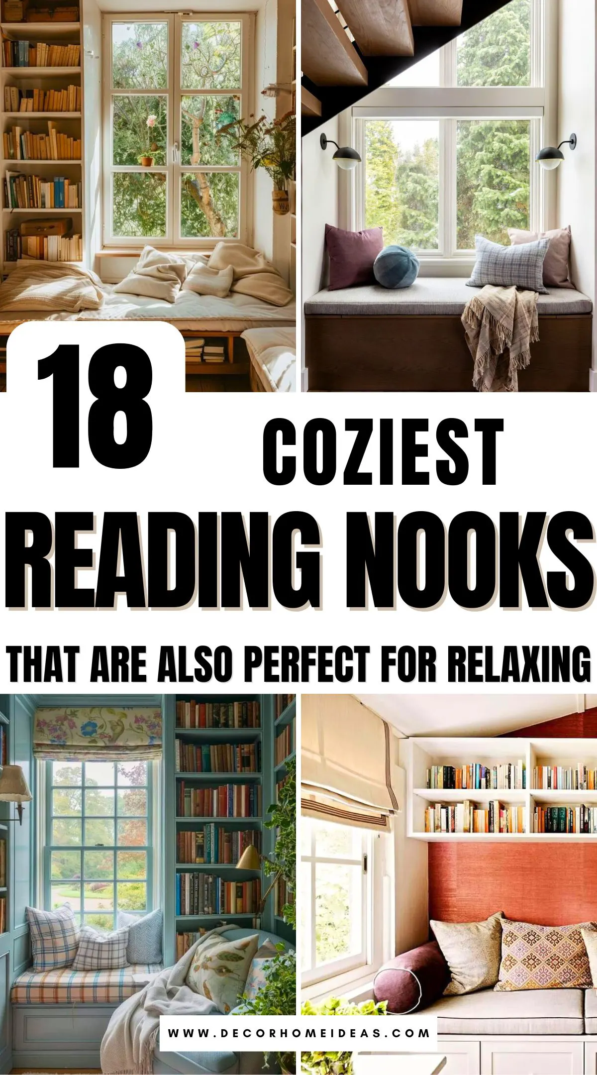 Discover 18 charming cozy nook ideas that create the perfect space for reading, relaxing, and unwinding. From snug window seats to hidden corners with plush cushions and soft lighting, these designs will inspire you to carve out your own little retreat at home. Which will be your favorite?