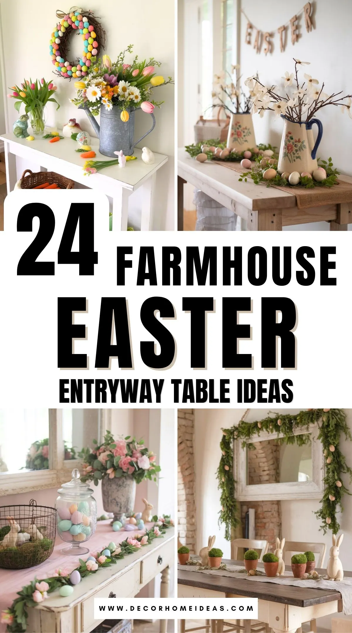 Add rustic charm to your home with 24 stunning farmhouse Easter entryway table ideas! From cozy designs to creative accents, these looks bring the perfect mix of spring and farmhouse vibes to your entryway.