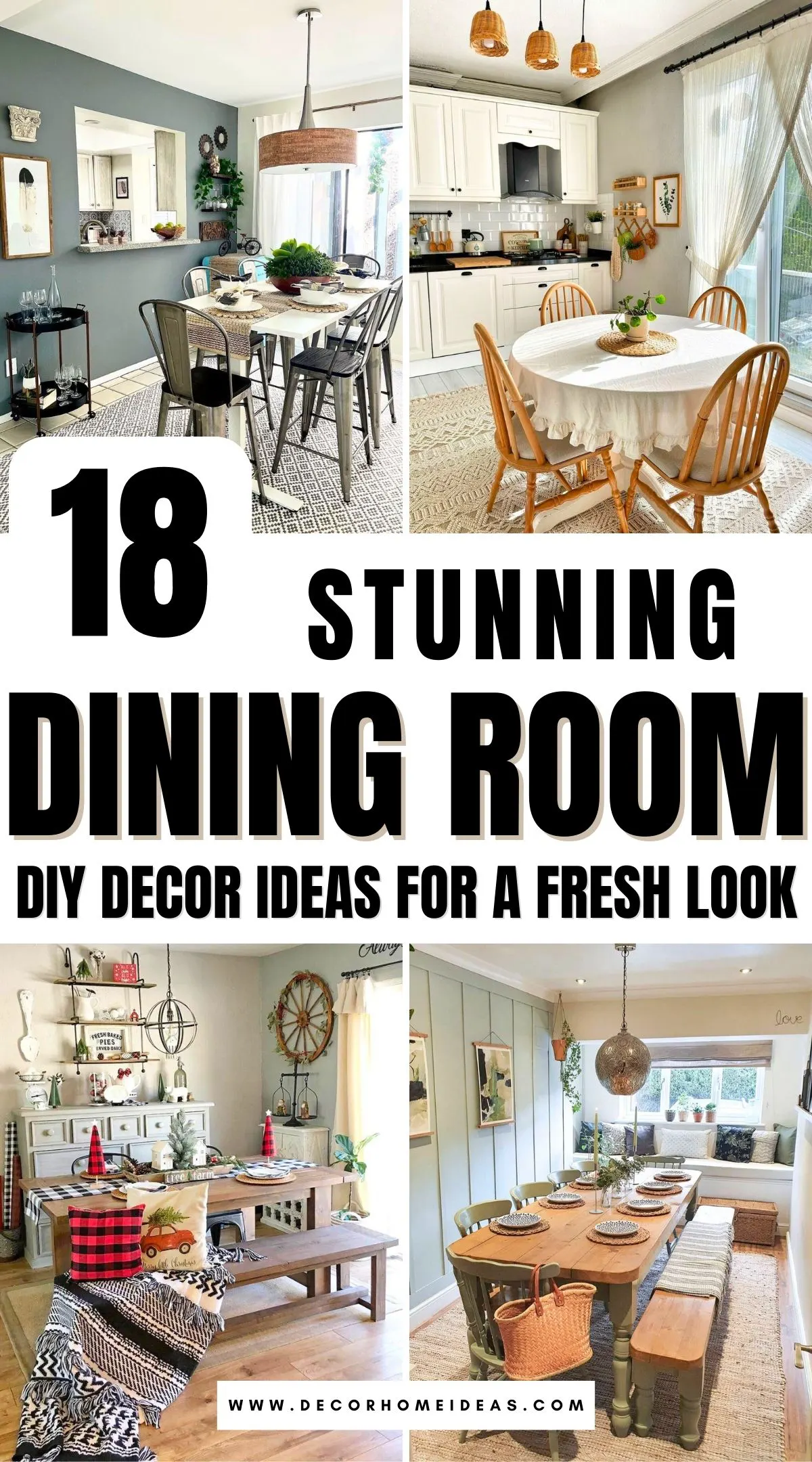 Give your dining room a fresh, stylish update with these 18 stunning DIY ideas! From creative wall treatments to eye-catching centerpieces, these projects are easy to recreate and make a big impact. Whether you love modern, rustic, or classic styles, you’ll find the perfect inspiration to transform your space effortlessly!