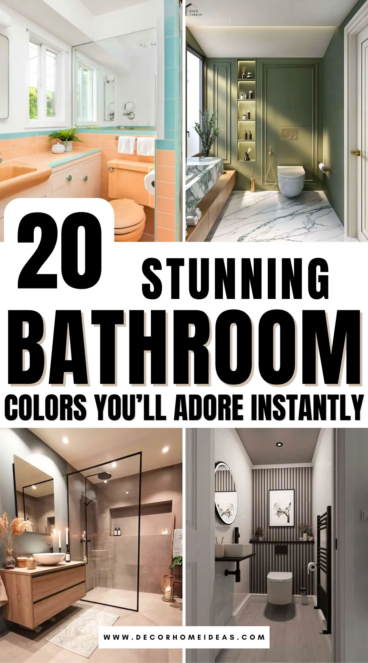 Looking to refresh your bathroom? These 20 stunning color combinations will inspire a complete makeover. From bold contrasts to soothing neutrals, each pairing creates a unique vibe that enhances your space. Find the perfect match for your style and see which one makes you want to repaint right away!